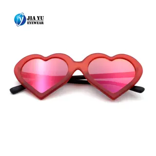 High Quality Wholesale Custom Design Women Red Mirror Lens Plastic Heart Sunglasses